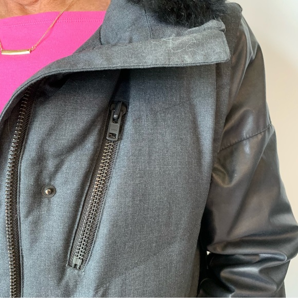 KOOPLES DOWN JACKET VEST GILET DETACH SLEEVES FUR COLLAR DK GREY BLACK STOW HOOD - Picture 5 of 13